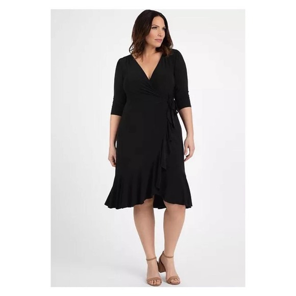 Kiyonna Dresses & Skirts - Kiyonna Black Whimsy Wrap Dress Sz.2X